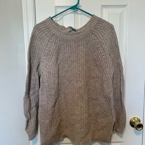 aerie Taupe Crewneck Knit Sweater